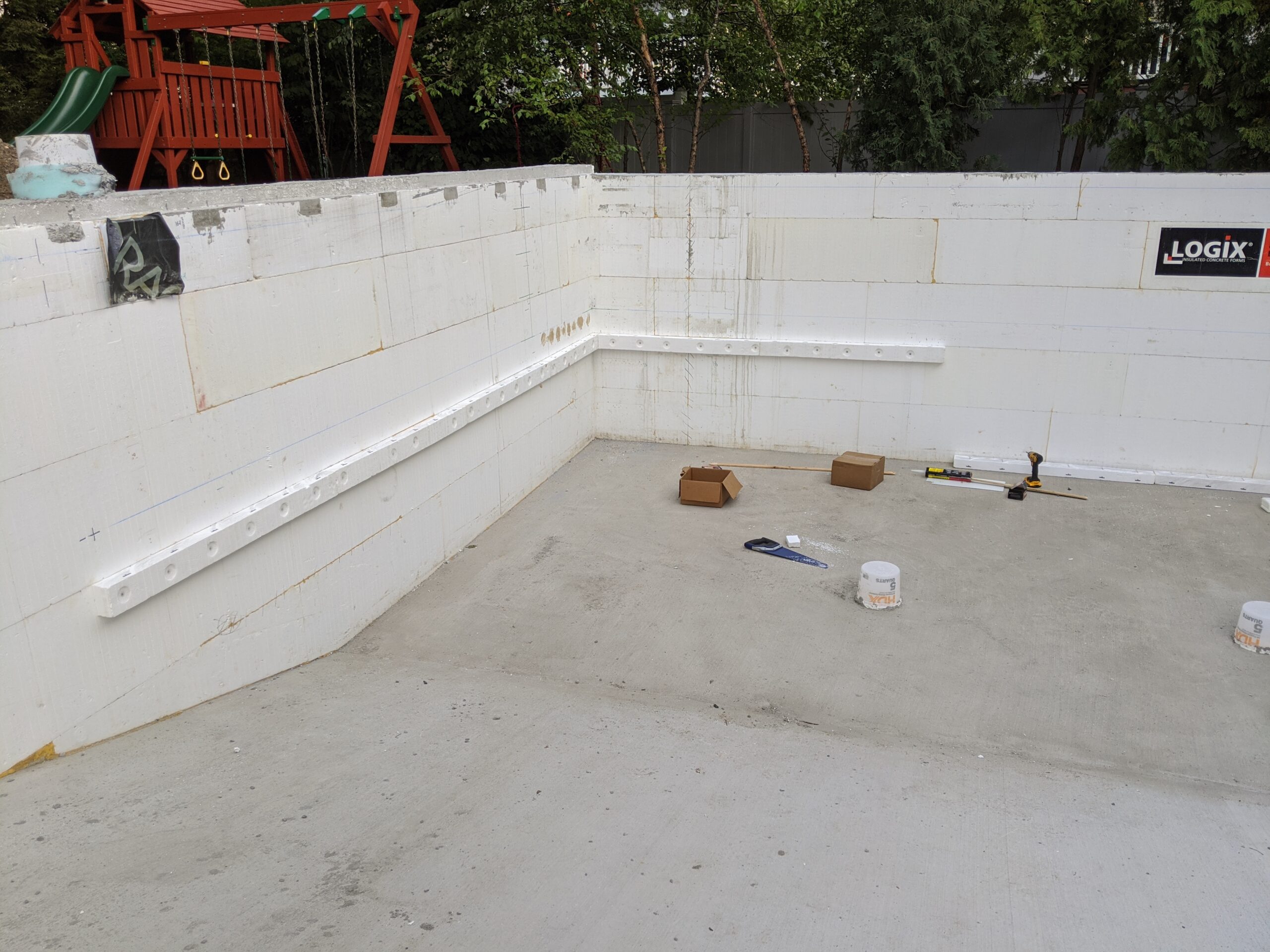Successful pour of an ICF pool with walls already poured waiting to be finished