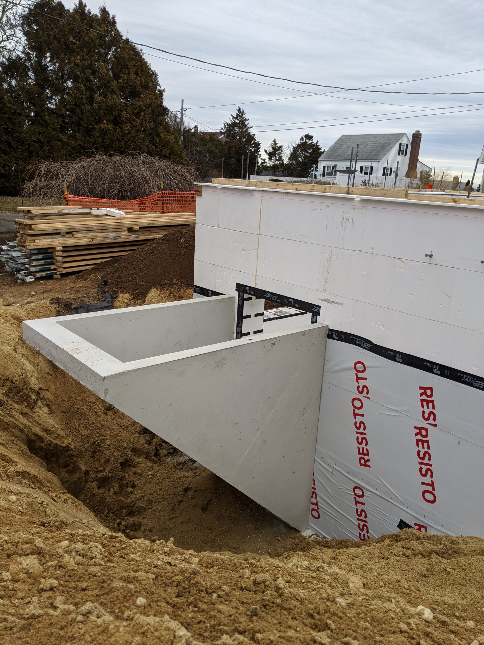 side view of a Basement Stairwell attached to an ICF foundation.