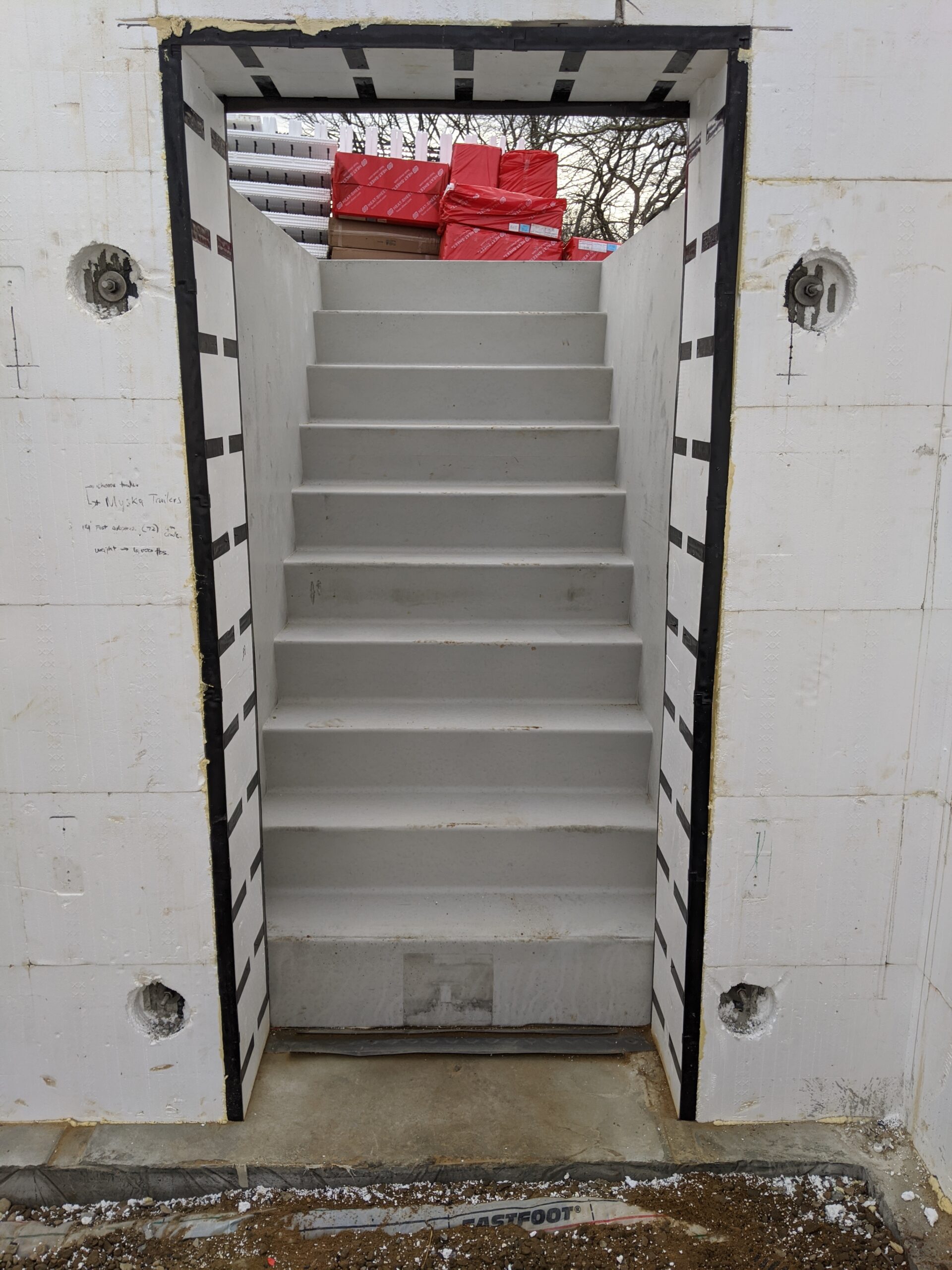 interior view of a Basement Stairwell attached to an ICF foundation.