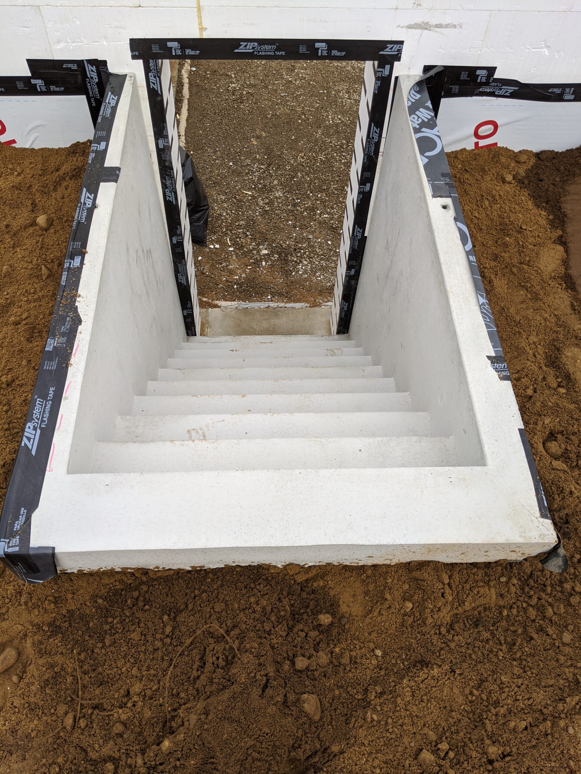 Top down view of a Basement Stairwell attached to an ICF foundation.