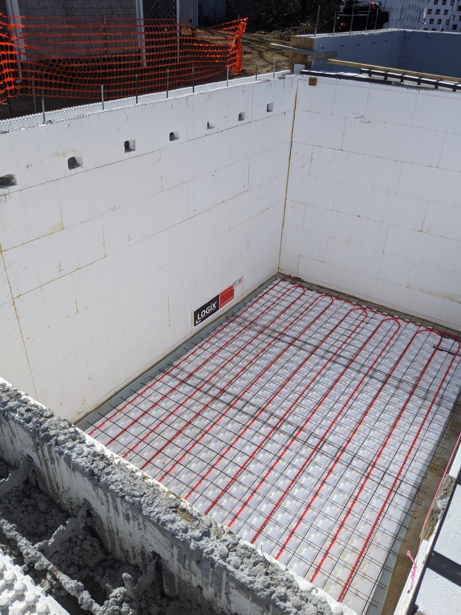 Top view of radiant floor heating from an Insulated Concrete Form Foundation
